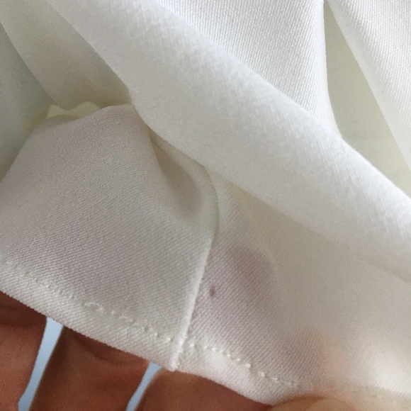 Zara V-Neck Short Bow Sleeve White Blouse Medium - Picture 6 of 8